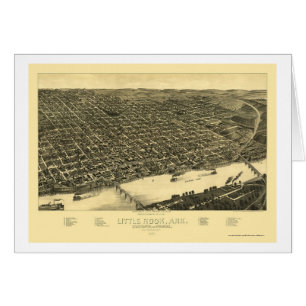Little rock Arkansas panorama- karta - 1887 Hälsningskort