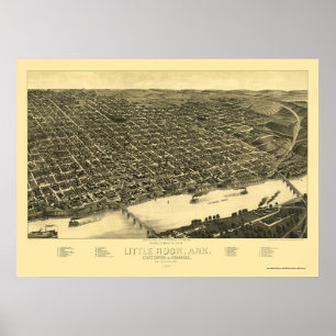 Little rock Arkansas panorama- karta - 1887 Poster