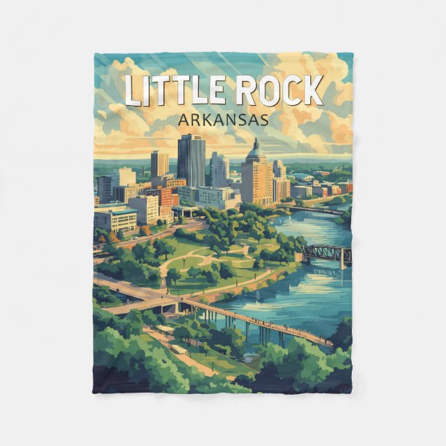 Little Rock Arkansas Resa Konst Vintage Fleecefilt (Framsidan)