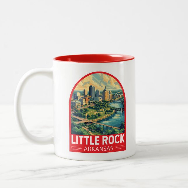 Little Rock Arkansas Travel Art Emblem Två-Tonad Mugg (Vänster)