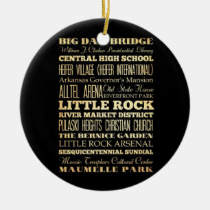 Little rockstad av Arkansas statlig typografikonst Julgransprydnad Keramik