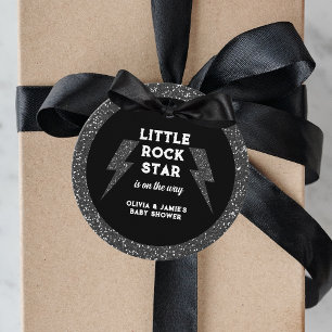 Little Rockstjärna Black Glitter Baby Shower Gåvor Etiketter