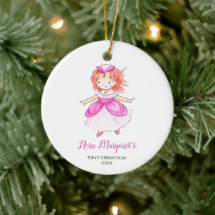 Little Rödhårig Princess Personlig Baby 1st Julgransprydnad Keramik