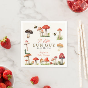 Little Roligt Guy Mushroom Bee Boy Shower Pappersservett