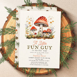 Little Roligt Guy Mushroom Boy Shower Inbjudningar