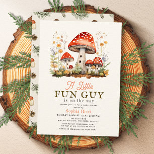 Little Roligt Guy Mushroom Boy Shower Inbjudningar