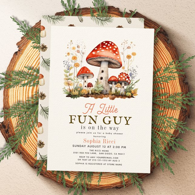 Little Roligt Guy Mushroom Boy Shower Inbjudningar (Skapare uppladdad)