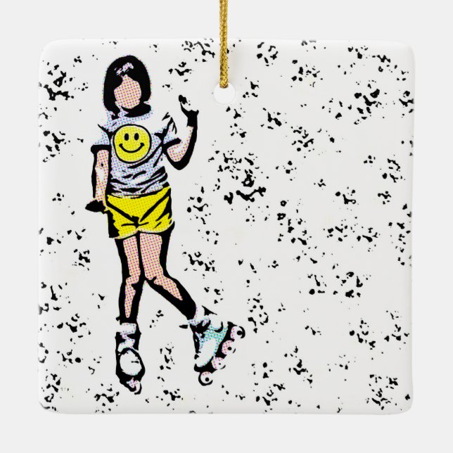 Little Rollerblader Girl Julgransprydnad Keramik (Baksida)