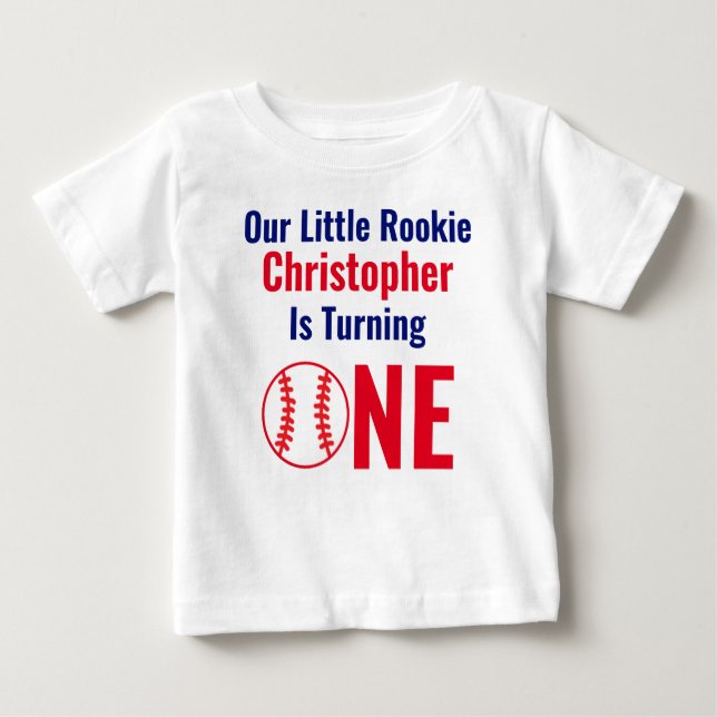 Little Rookie Baseball 1st Birthday T Shirt (Framsida)