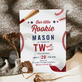 Little Rookie Baseball 2:a födelsedagen Party Inbjudningar