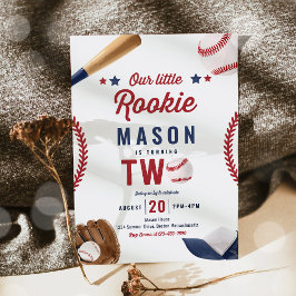 Little Rookie Baseball 2:a födelsedagen Party Inbjudningar