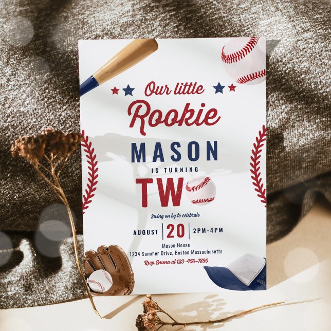 Little Rookie Baseball 2:a födelsedagen Party Inbjudningar (Skapare uppladdad)