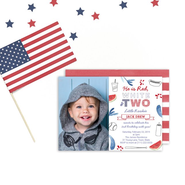 Little Rookie Baseball 2:a födelsedagen Patriotic Inbjudningar (Skapare uppladdad)