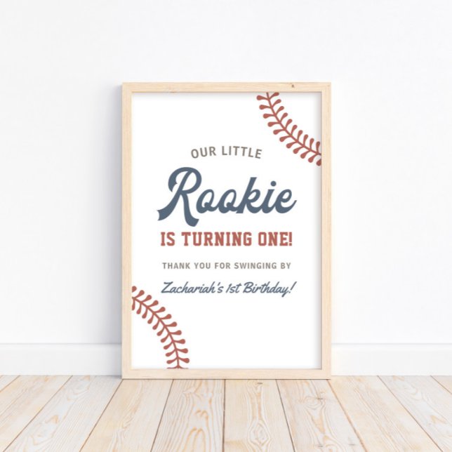 Little Rookie Baseball Boys 1st Birthday Party Poster (Skapare uppladdad)