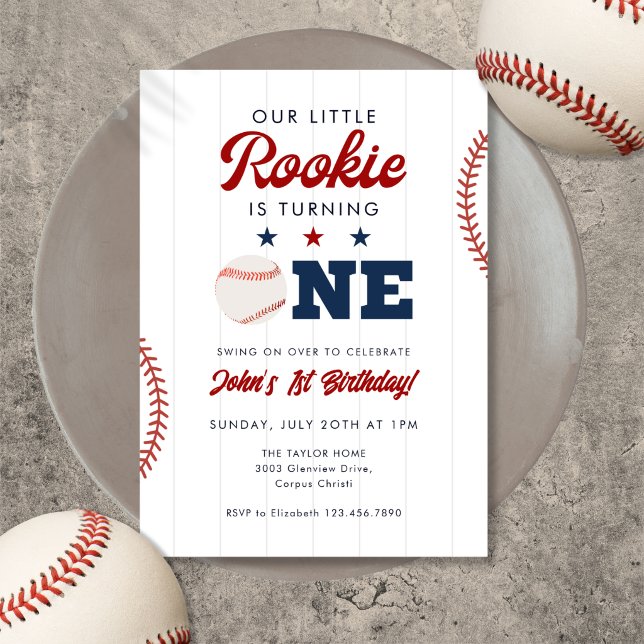 Little Rookie Baseboll 1st Födelsedag Inbjudningar (Little Rookie Baseball 1st Birthday Invitation)