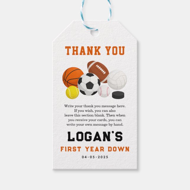 Little Rookie Sports 1st Birthday | All-Star Party Presentetikett (Framsidan)