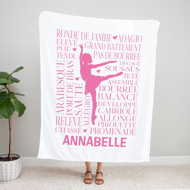 Little Rosa Ballerina Typography Fleecefilt (Skapare uppladdad)