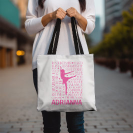 Little Rosa Ballerina Typography Ord Art Tygkasse