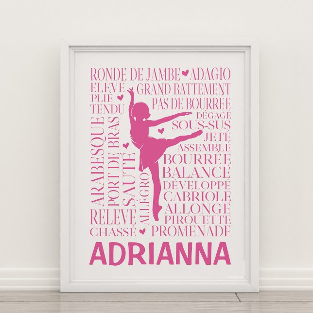 Little Rosa Ballerina Typography Poster (Skapare uppladdad)