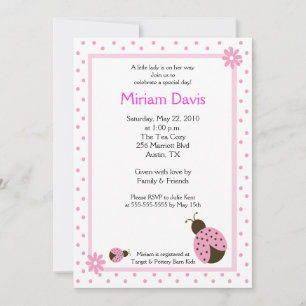 Little Rosa Ladybugs 5x7 Baby Shower-inbjudningar Inbjudningar