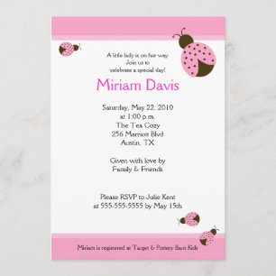 Little Rosa Ladybugs 5x7 Baby Shower-inbjudningar Inbjudningar