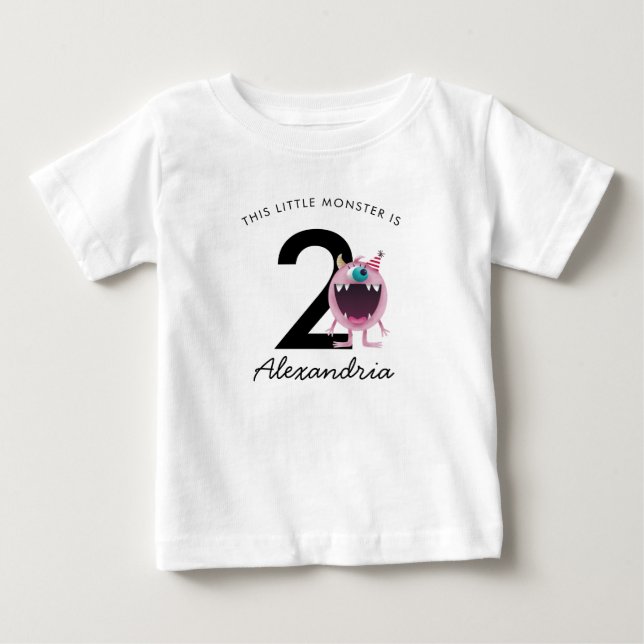 Little Rosa Monster Birthday | Valfri ålder T Shirt (Framsida)