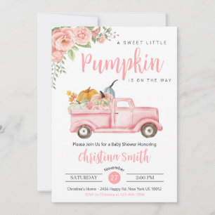 Little Rosa Pumpkin Rustic Lastbil Flicka Shower Inbjudningar