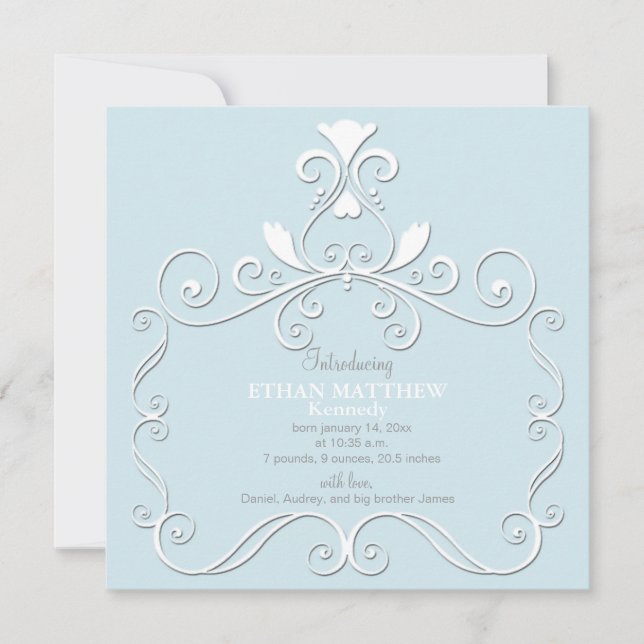 Little Royalty Blue Photo Birth Announcement Meddelande (Framsida)