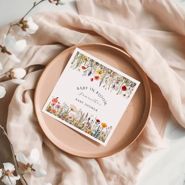 Little Rustic Wildblomma Flower Baby Shower Pappersservett (Skapare uppladdad)