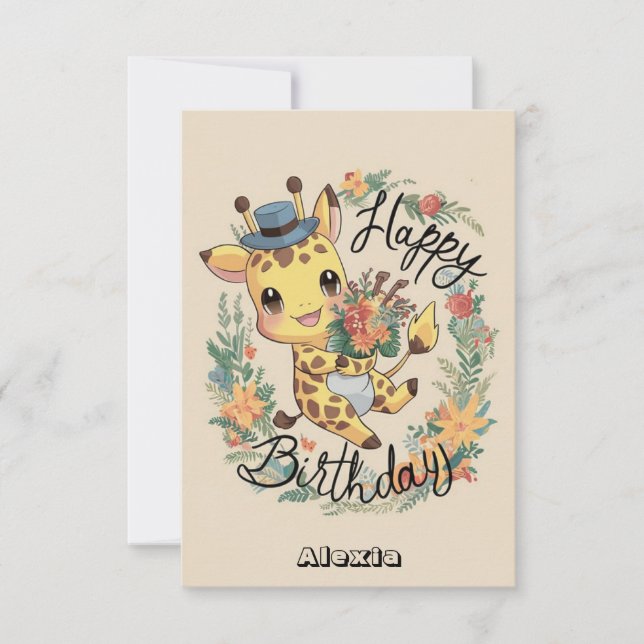 Little Safari Giraffe Birthday Kort (Framsida)