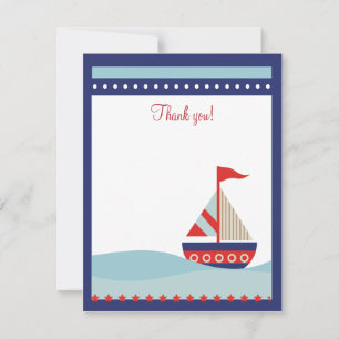 Little Sailboat Navy Naut 4x5 Flat Tackkort Anteckningskort