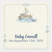 Little Sailor Aboard Blue Baby Shower