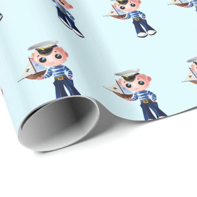 Little Sailor Boy Wrapping Papper Presentpapper (Rullad Hörn)