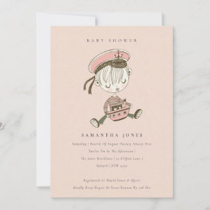 Little Sailor Nautical Baby Shower Inbjudan