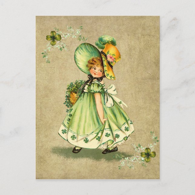Little Saint Pattys Day Girl-Postcard Vykort (Framsida)