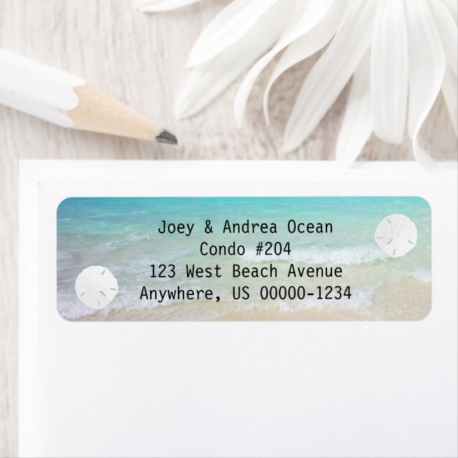 Little Sand Dollars Ocean Background Returadress Etikett (Insitu)