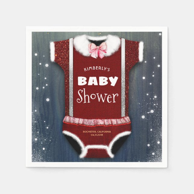 Little Santa Bodydress Winter Baby Shower Pappersservett (Framsidan)