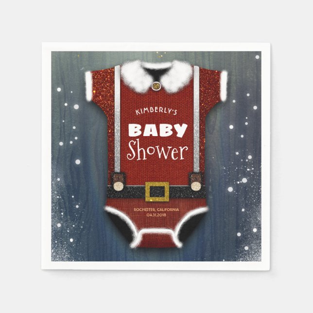 Little Santa Bodydress Winter Baby Shower Pappersservett (Framsidan)