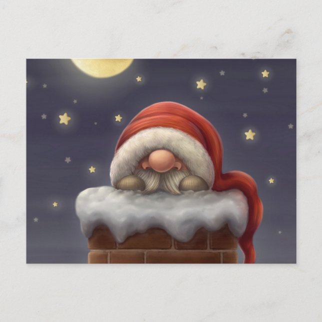 Little Santa in a skorsten Helg Vykort (Framsida)