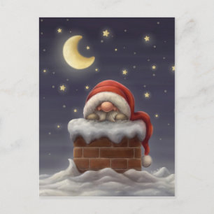 Little Santa in a skorsten Helg Vykort