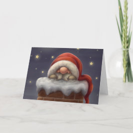Little Santa in a skorsten Helgkort