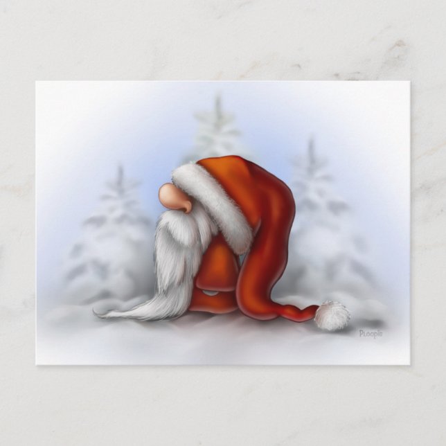 Little Santa in snö Helg Vykort (Framsida)