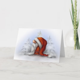 Little Santa in snö Helgkort