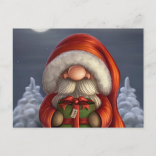 Little Santa med en gåva Helg Vykort