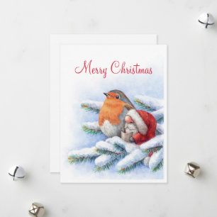 Little Santa med rött rån Julkort