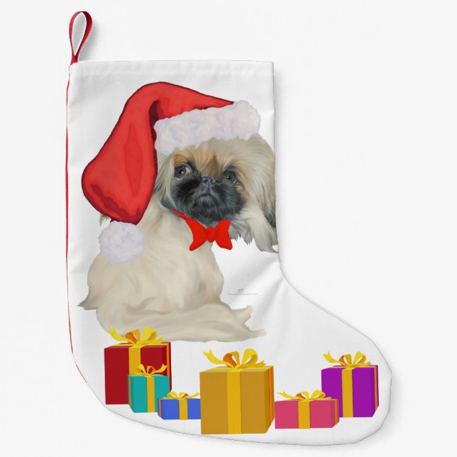 Little Santa Pekingese Liten Julstrumpa (Framsidan)