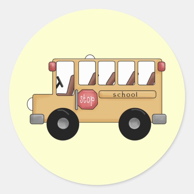 Little School Buss Runt Klistermärke (Framsida)