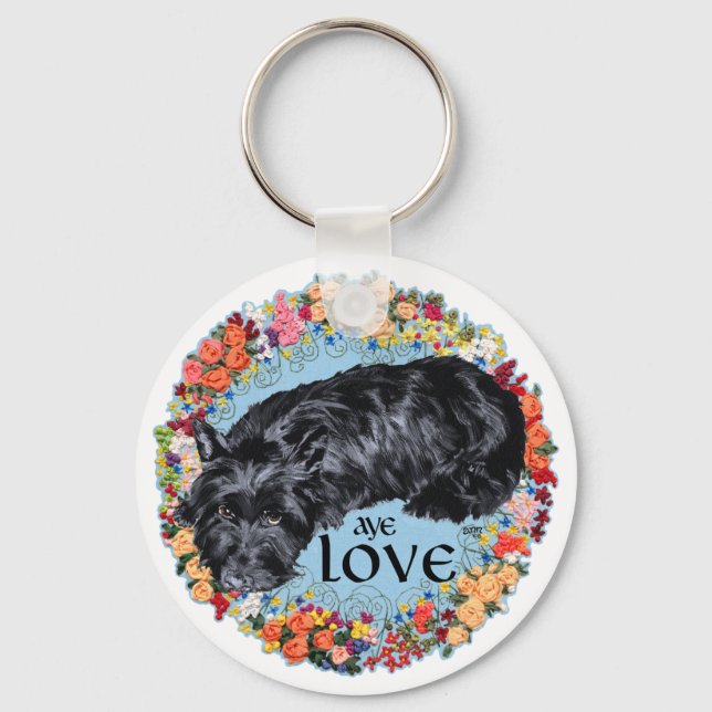 Little Scottie on Tartan Nyckelring (Framsida)