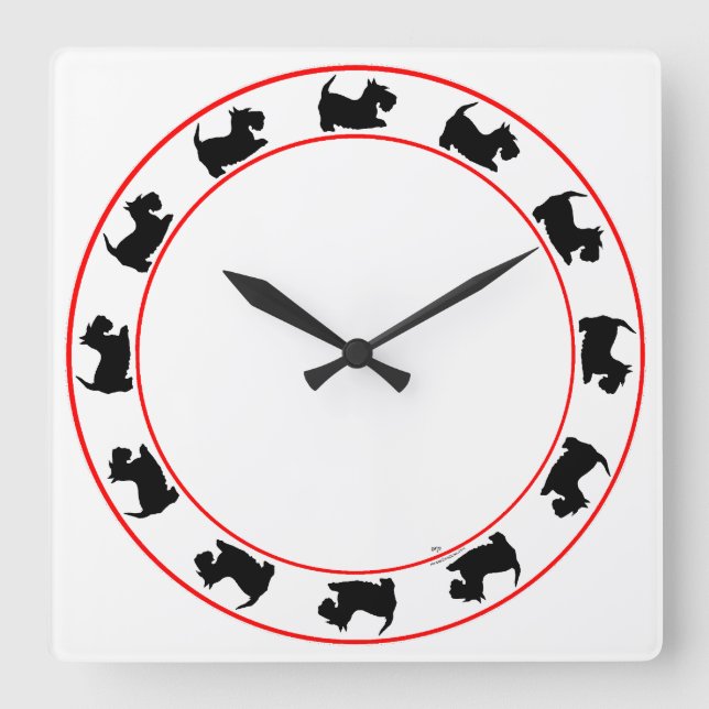 Little Scotties Clock Fyrkantig Klocka (Framsida)