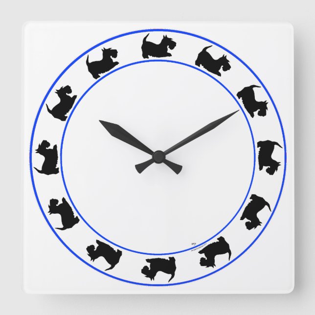 Little Scotties Clock Fyrkantig Klocka (Framsida)